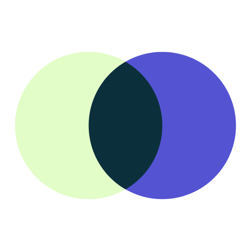 Venn diagram of blue and green circles