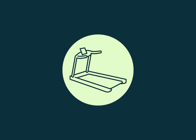 Fitness equipment logo treadmill in green circle