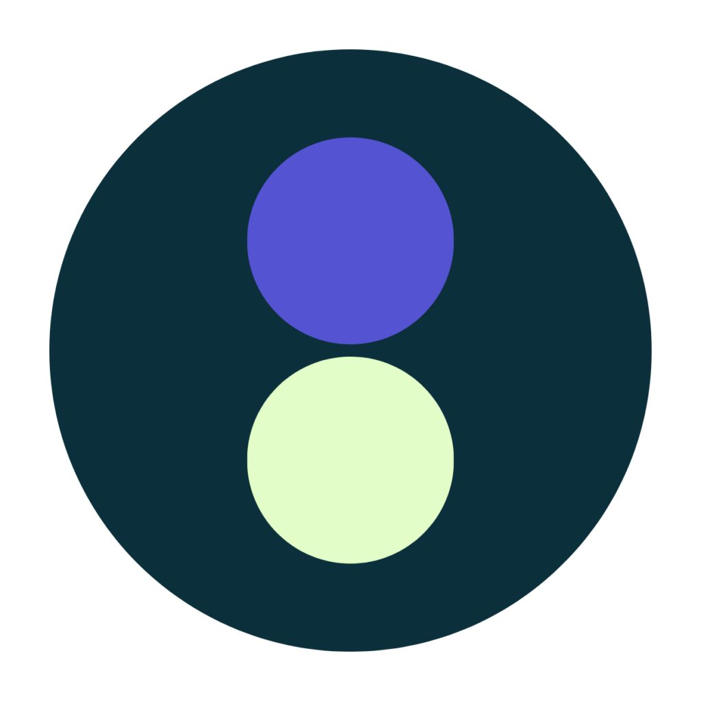 Blue and green dot in a blue circle Our Three Cents Logo