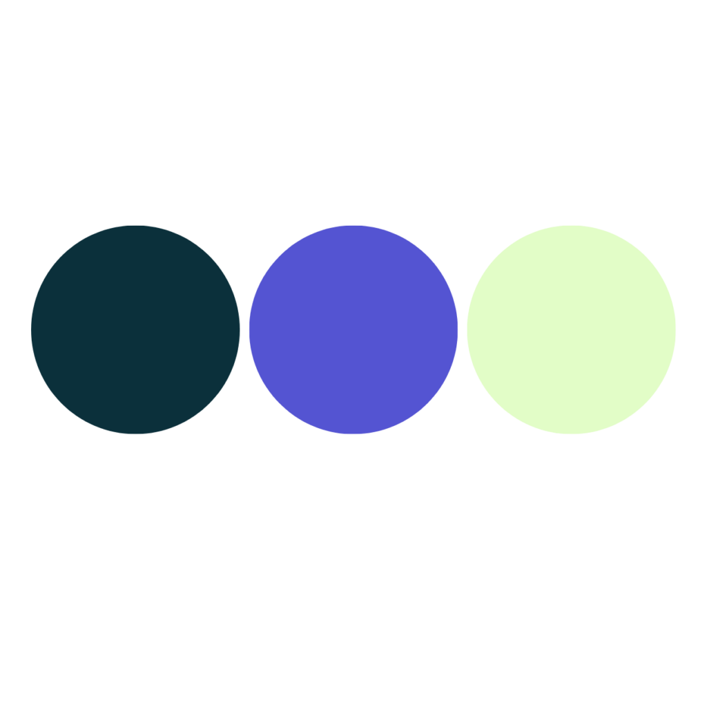 Three blue and green wellness circles in a line