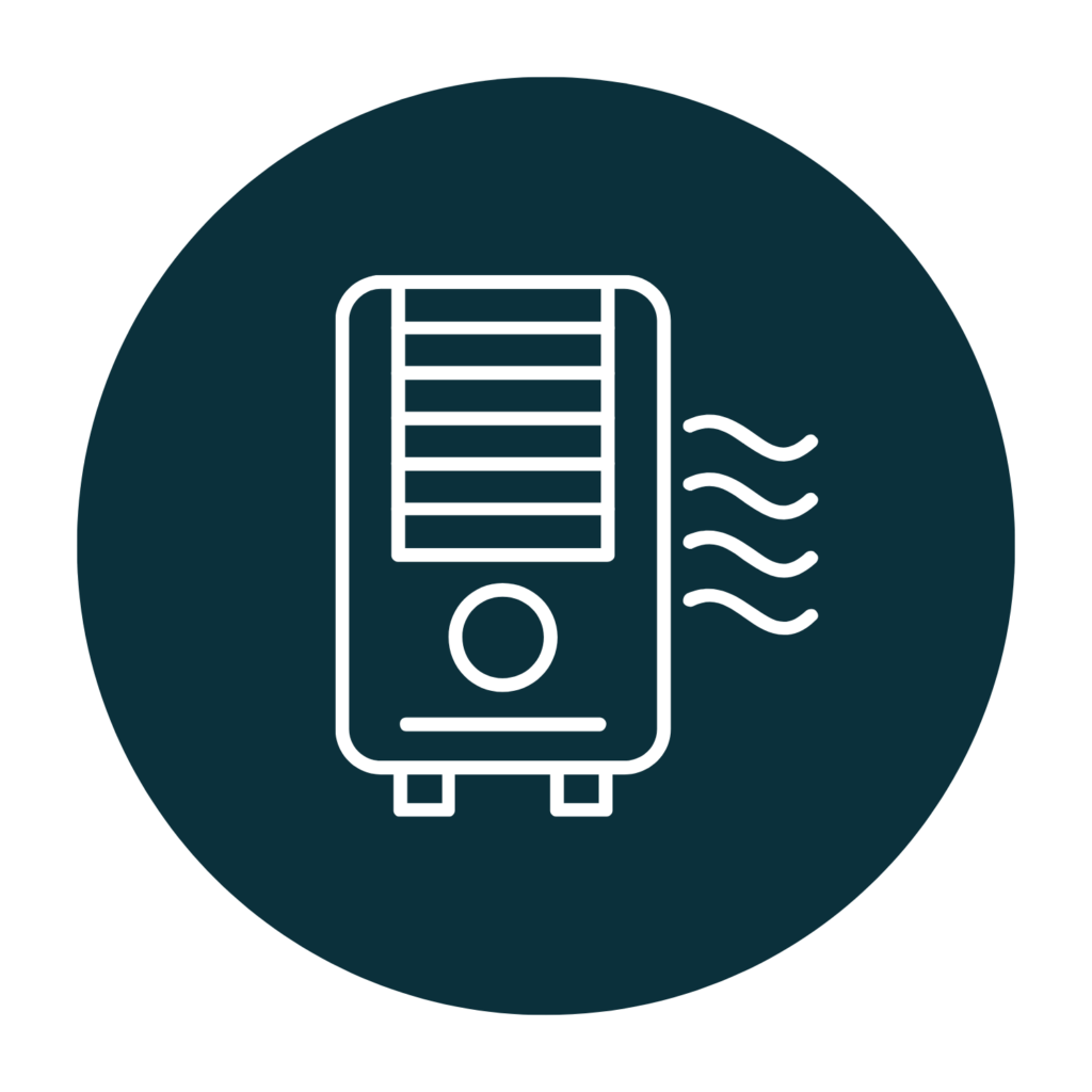 Air purifier icon for environmental health tech reviews