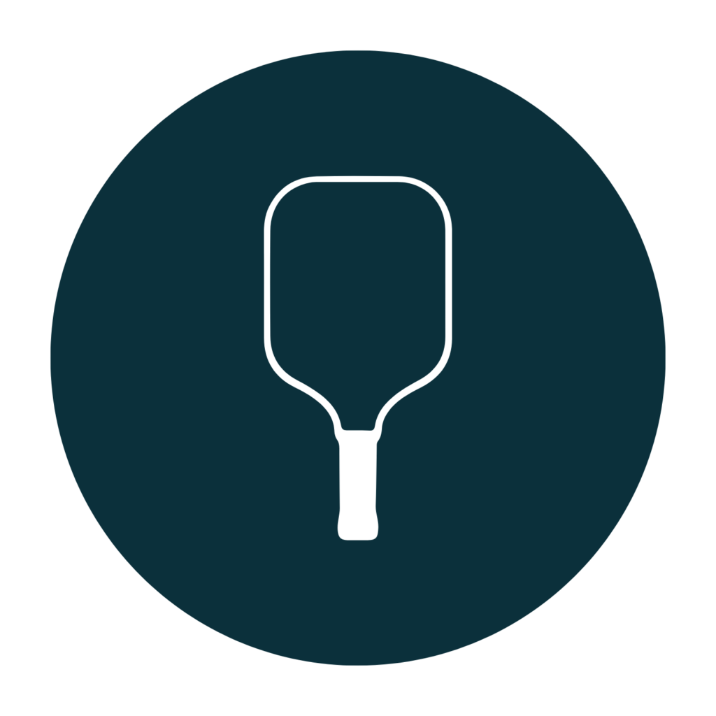 Blue circle with pickleball paddle reviews