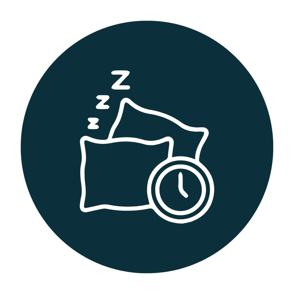 Pillows and alarm clock icon for sleep tools reviews
