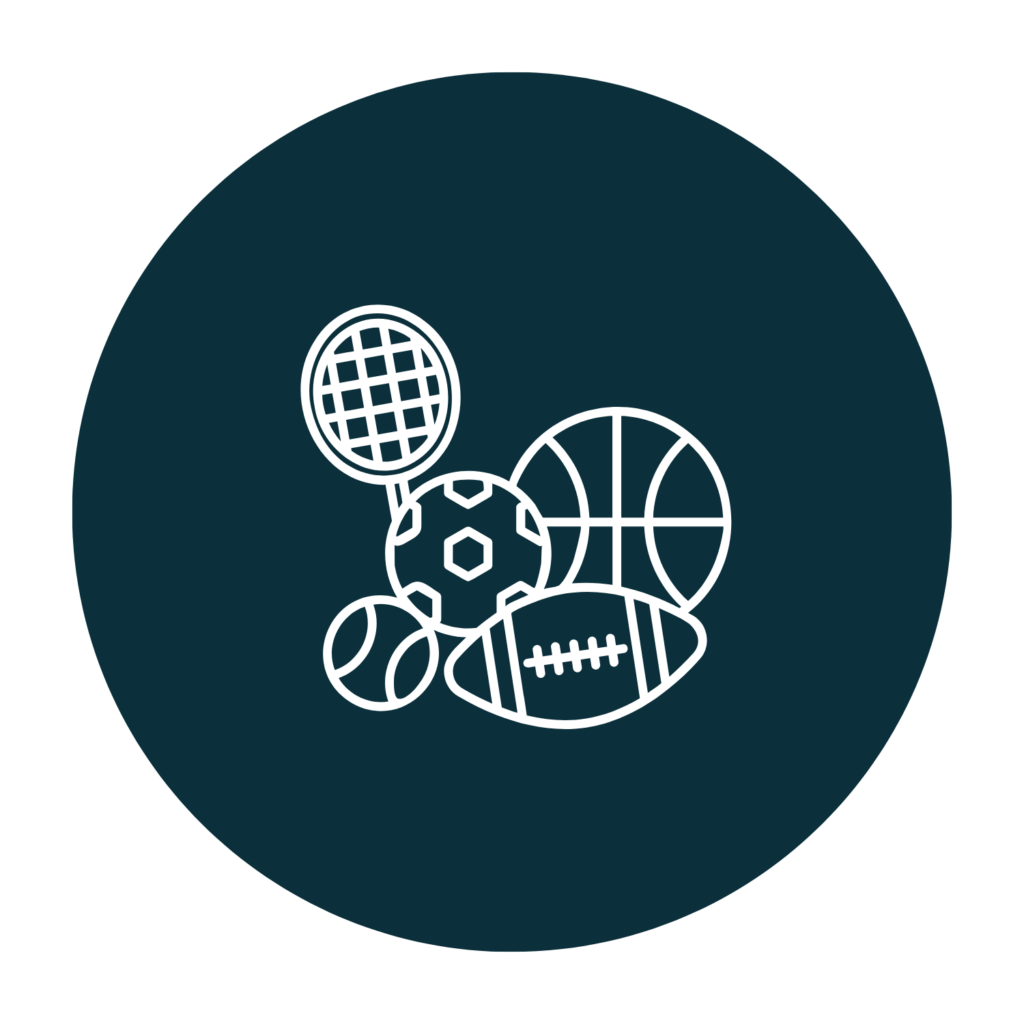 Collection of sports equipment balls and rackets