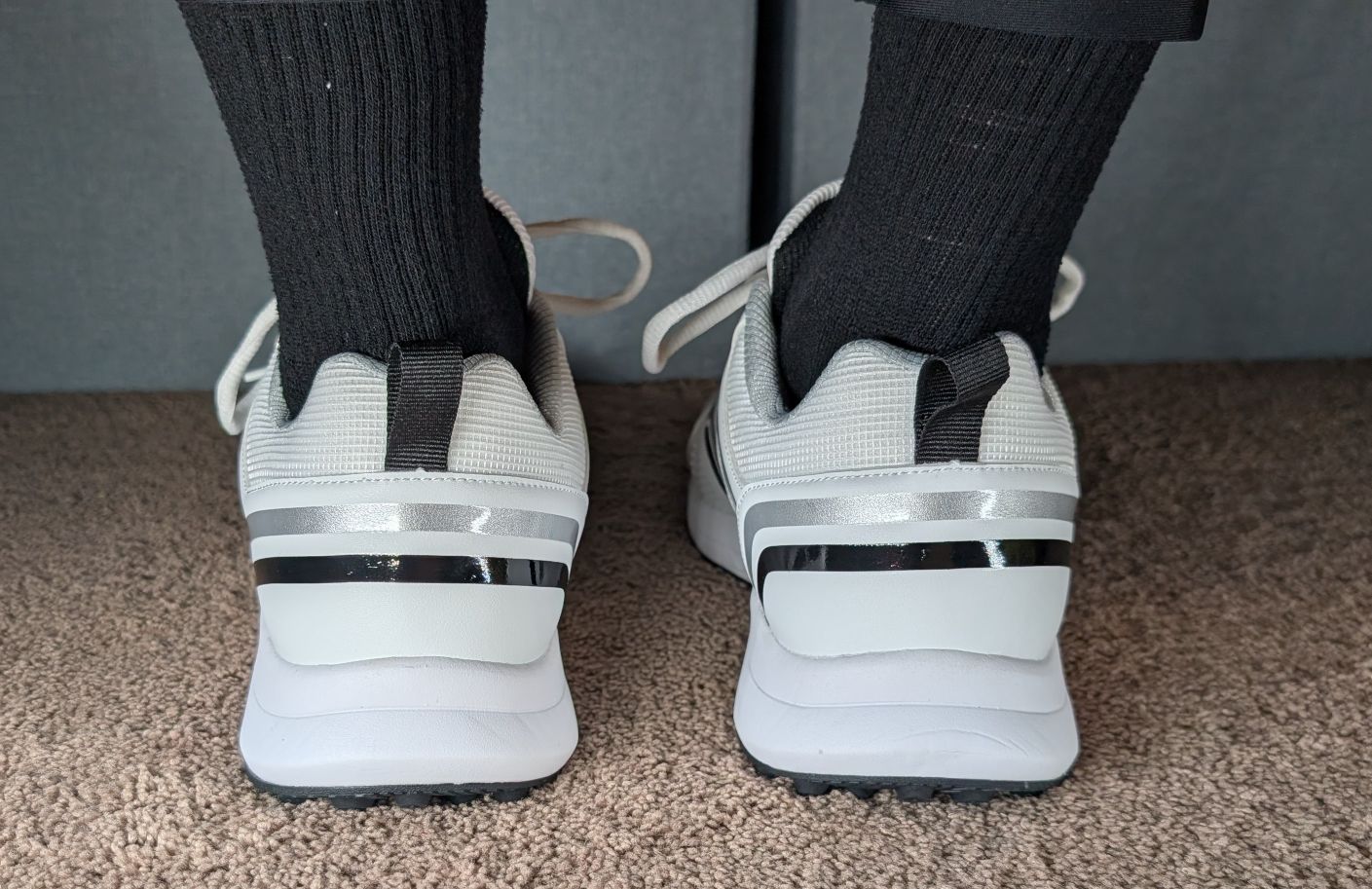 Back of solm8 s1 turf cricket shoes on feet