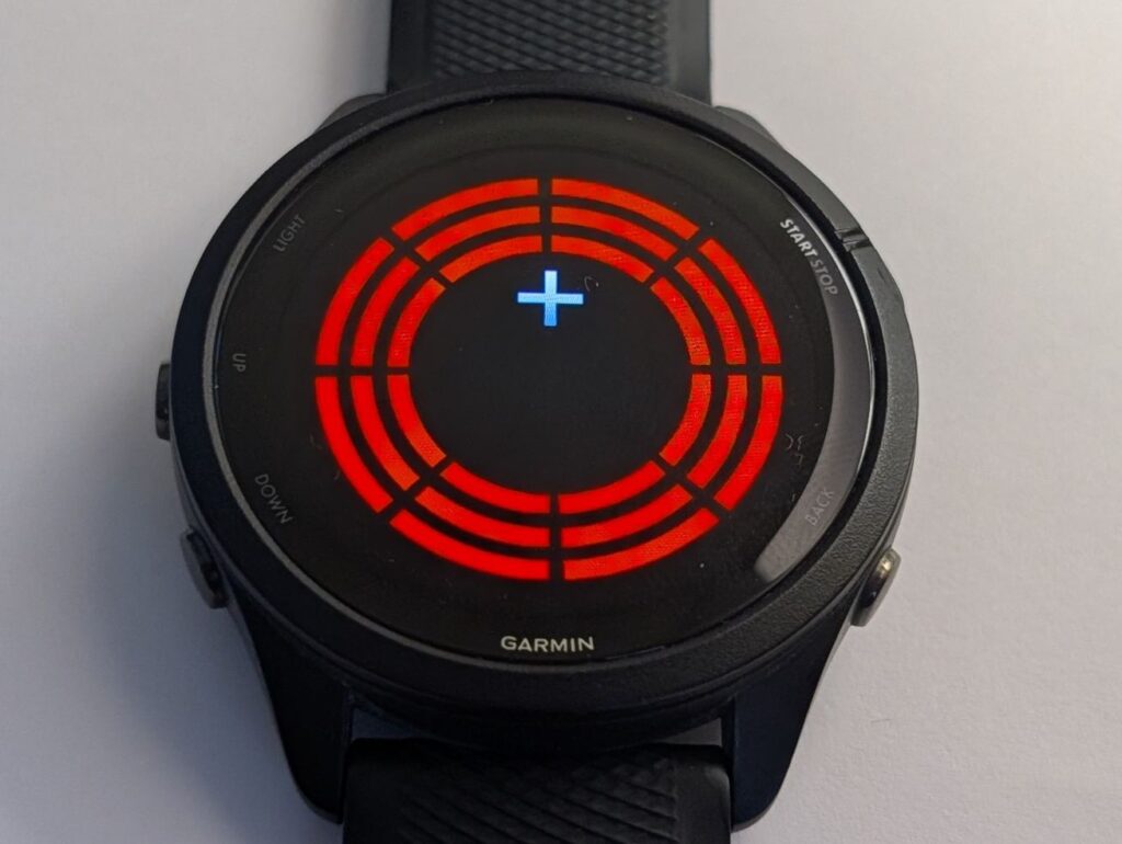 Garmin Forerunner 265 running watch red flashlight