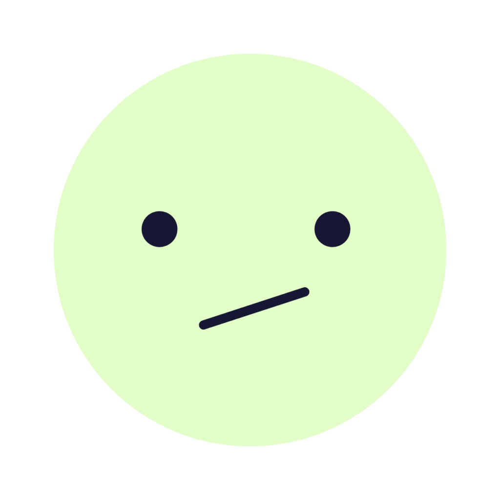 Neutral face green emoji for mediocre health and wellness product rating