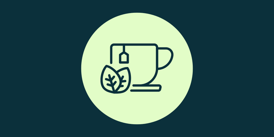 Tea cup in green circle for Our Three Cents Wellness Drinks Reviews Category Page