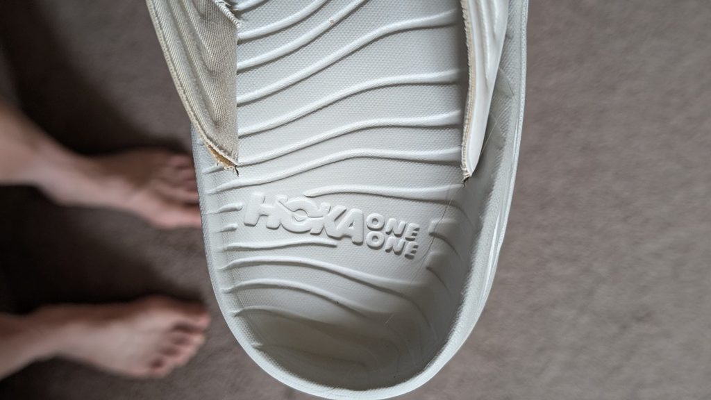 Close up of the Active Foot Frame grippy bed on the Hoka sandals