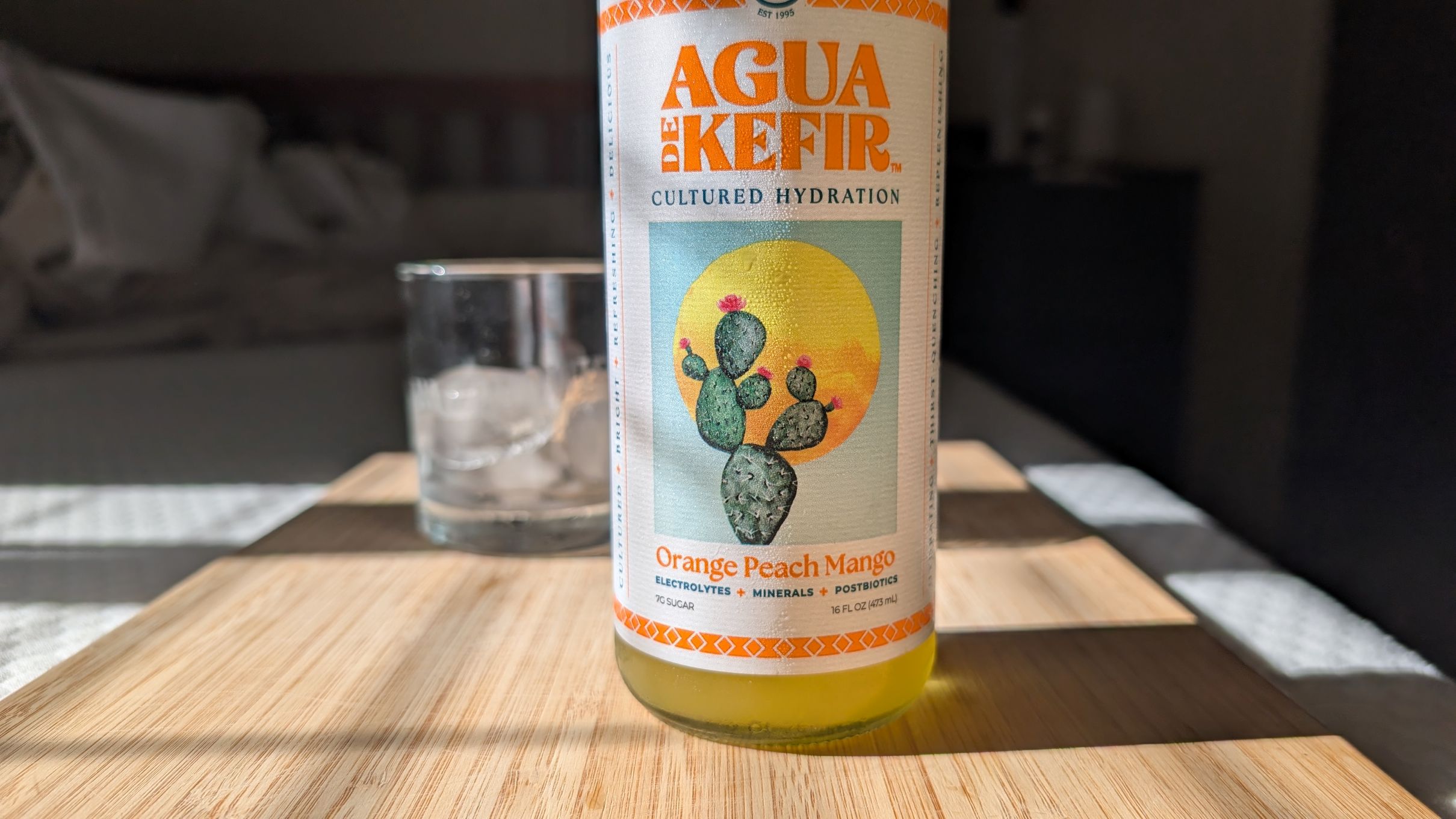 Close up of Agua de Kefir probiotic drink to represent nutrition-focused products opinions