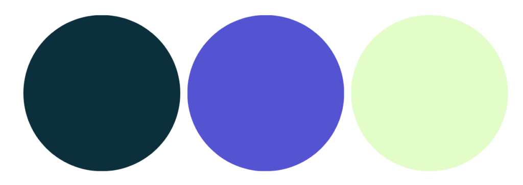 Three blue and green wellness circles in a line